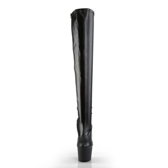 Pleaser Adore 3000 Platform Boots - Black Faux Leather - Picture 2 of 5